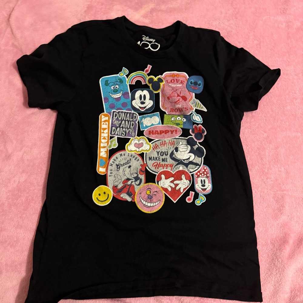 Disney 100 Black Graphic T-Shirt y2k